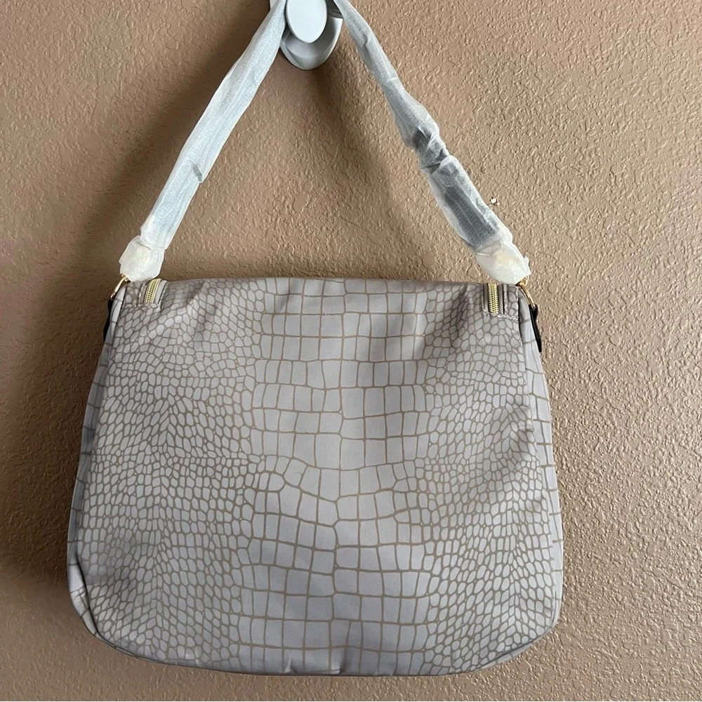 Stella & Dot Lady Boss Elegant Crocodile Pattern Gray Handbag NWOT